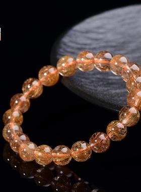 2026巧唯禧水晶 天然7A级铜发圆珠手链 老矿铜发晶散珠手串 厂家