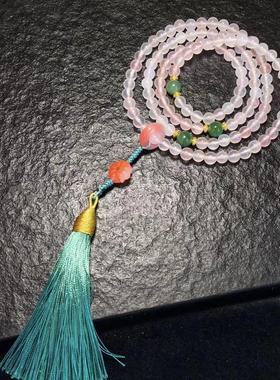 2026南红冰飘荔枝冻6mm佛珠多圈手链毛衣链 白底冰飘干净无杂 荔