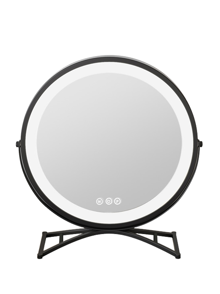 化妆镜带灯桌面大号台式led灯家用充电卧室简约ins风旋转网红镜子 - 图3