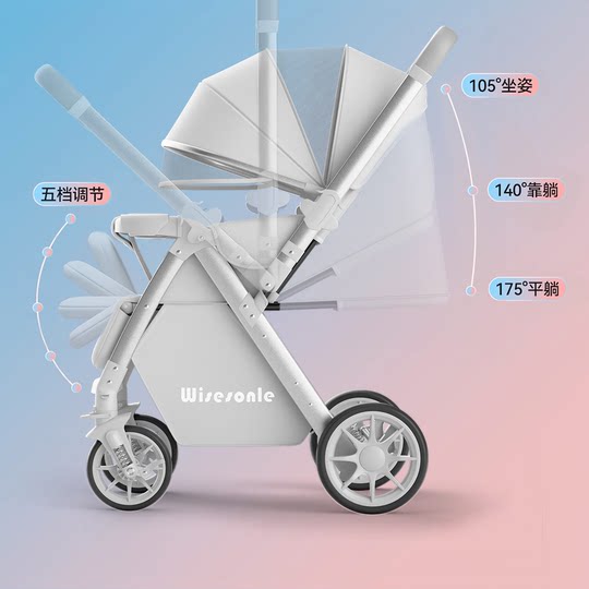 The 2024 new baby stroller can be pushed in both directions when sitting or lying down