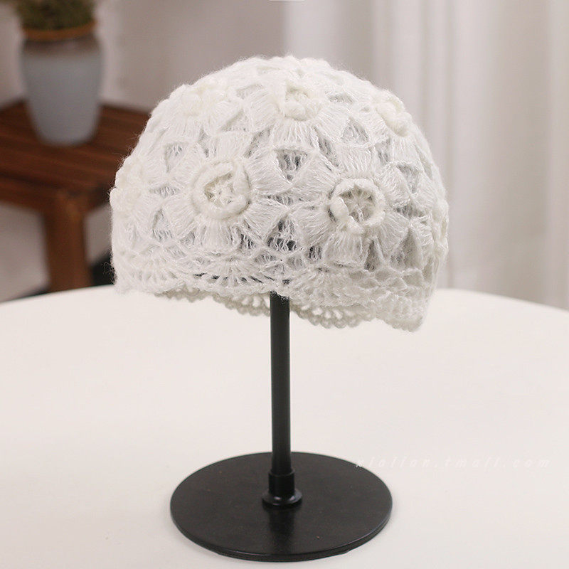 小众设计日系复古包头帽女秋冬保暖时尚百搭针织花朵毛线贝雷帽子,淘宝优惠券,粉丝福利购,淘宝优惠卷