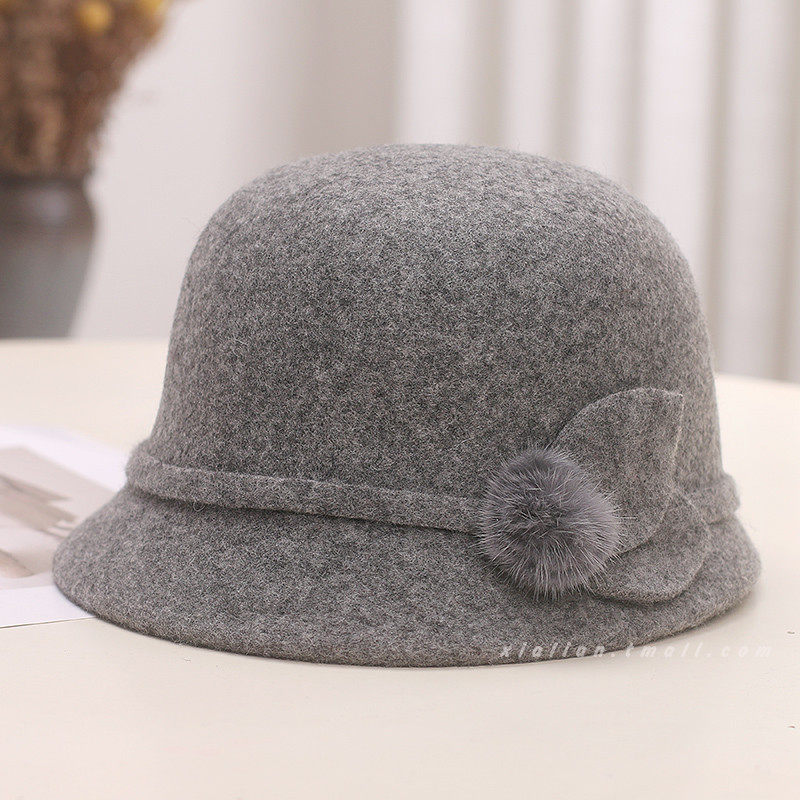渔夫帽子女秋冬羊毛呢优雅花朵保暖盆帽显脸小休闲百搭复古小礼帽,淘宝优惠券,粉丝福利购,淘宝优惠卷