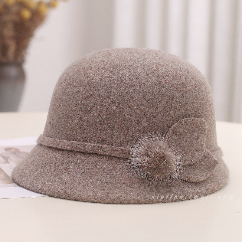 渔夫帽子女秋冬羊毛呢优雅花朵保暖盆帽显脸小休闲百搭复古小礼帽,淘宝优惠券,粉丝福利购,淘宝优惠卷