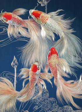 荷花九鱼聚福图手工铜雕玄关画