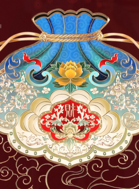 金玉满堂中式手工铜雕福袋挂画