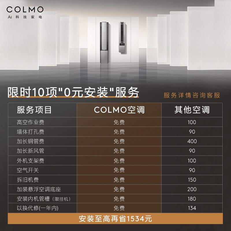 COLMO大魔方空调CA5柜机一级变频3匹家用客厅新风立式