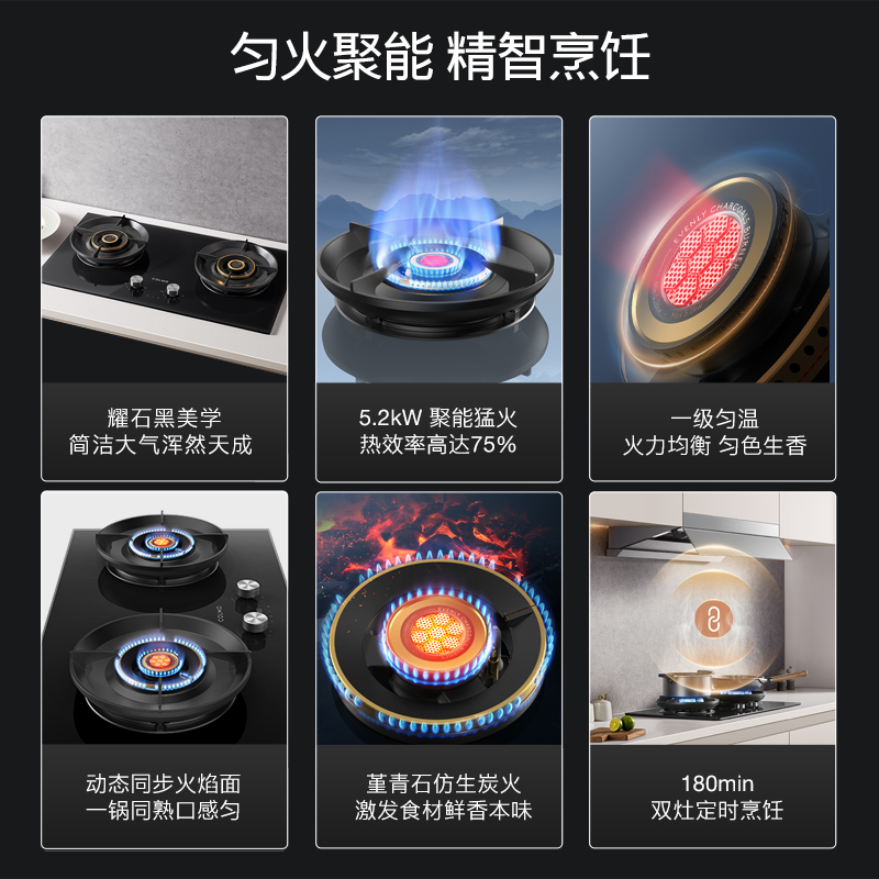 COLMO【预约到店体验】双头燃气灶具嵌入式5.2kw爆炒天然气灶ZJ1 - 图0