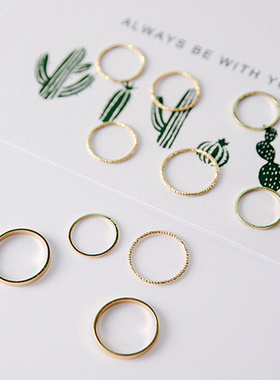 日韩简约十件套戒指女指环