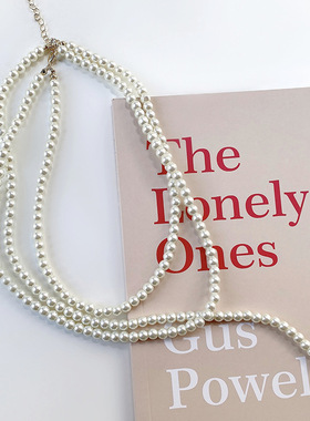 女新款珍珠多层毛衣链爱心项链