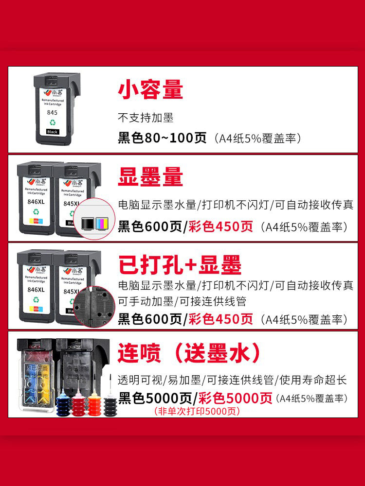 pg845兼容佳能黑色cl846彩色墨盒 尚易墨盒