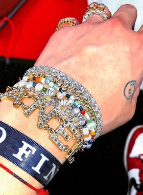 权志龙同款欧美满钻戒指