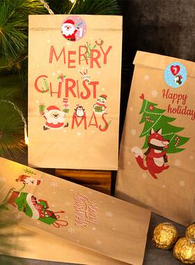 Christmas Gift Bags Kraft Paper Bag Candy Cookie Packaging P