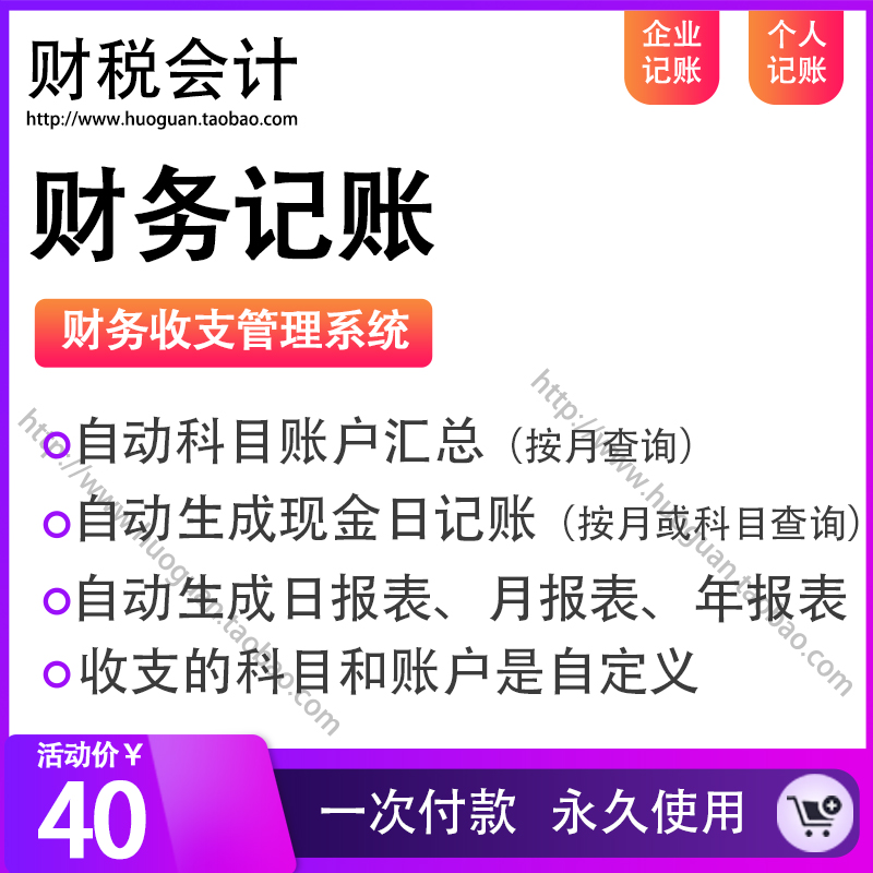 财务收支系统 自动生成日记账 公司企业家庭个人收入支出记账软件