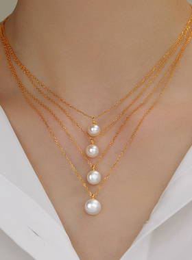 饰悟纯银天然珍珠锁骨链