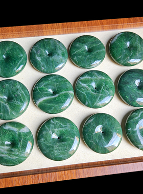 和田玉碧玉大号平安扣吊坠有鉴定证书男女同款珠宝玉石挂坠玉坠