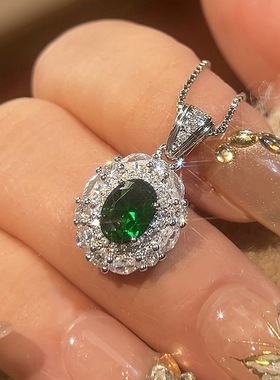 新款铜镀银饰品仿祖母绿吊坠女款项链仿彩宝耳环镶钻耳钉开口戒指