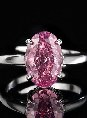 新款铜镀银仿粉钻吊坠简约项链女款仿彩宝镶钻椭圆形耳钉开口戒指