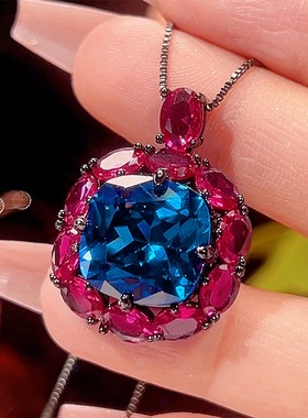 新款铜镀枪黑色仿蓝尖晶吊坠女款项链仿彩宝方形耳钉镶钻开口戒指