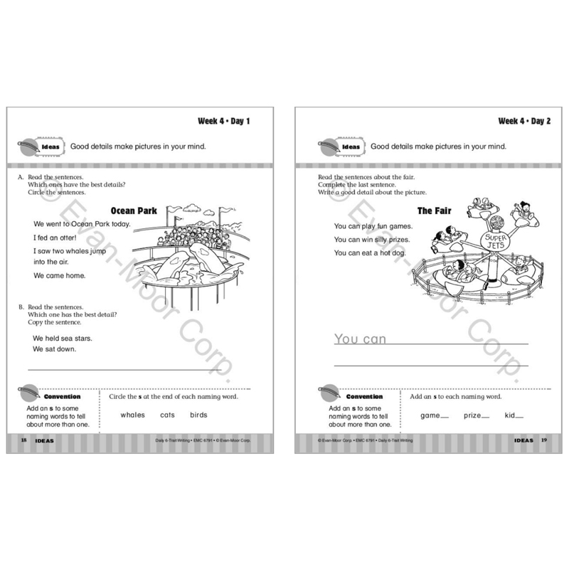 Evan-Moor Daily 6-Trait Writing Grade 1-8 SE 每日练习系列 系统写作无答案作业本 美国加州教辅 evanmoor - 图3