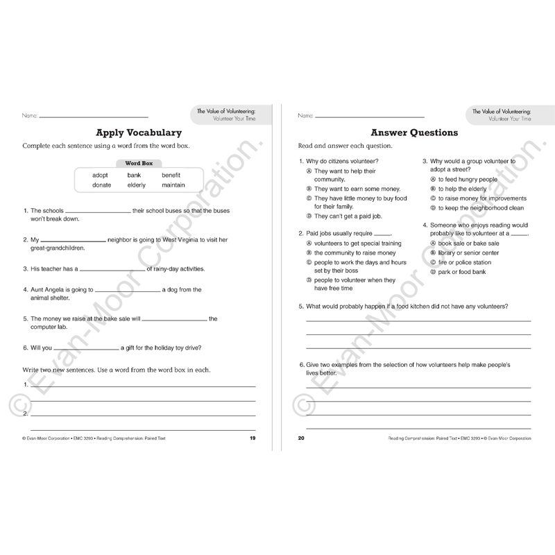 Evan-Moor Reading Comprehension: Paired Text Grade 1-6 阅读理解系列 配对分析 evanmoor 一年级到六年级原版进口写作理解 - 图3