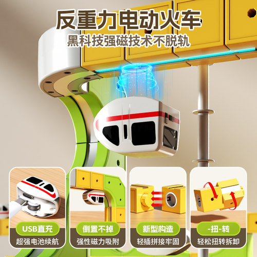魔幻反重力磁力轨道火车复兴号电动高铁儿童益智积木玩具男孩3-6 - 图0