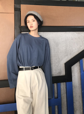 ins韩国学生黑搭配牛仔裤裙腰带