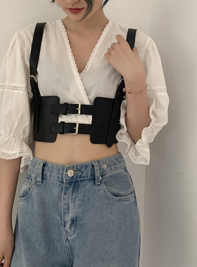 韩风弹力松紧封女衬衫腰带黑色