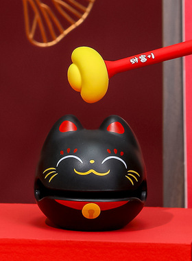 木鱼新款办公桌家居摆件情绪系解压公仔财富+1招财猫手办创意新品