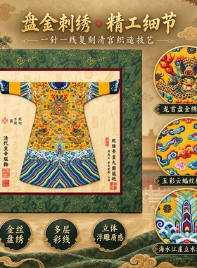 新中式微缩龙袍刺绣画送老外礼品