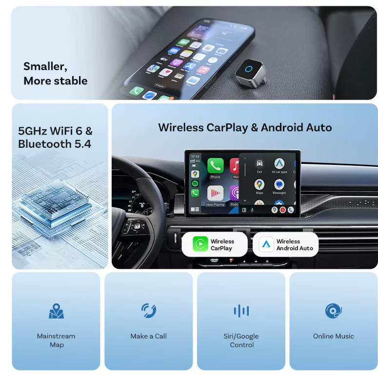Ottocast mini cube wireless carplay adapter Android Auto car-machine interconnection box