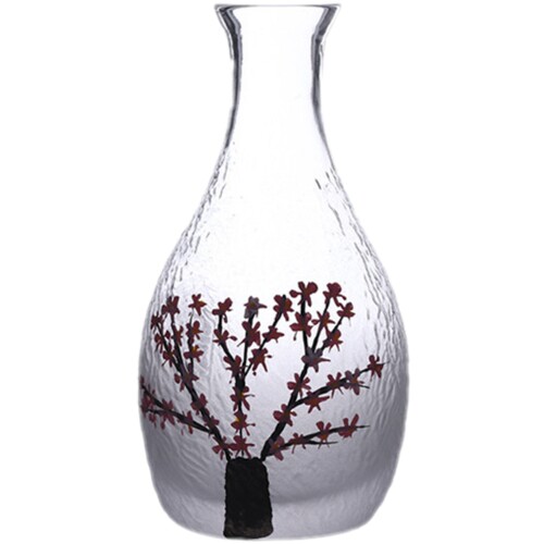 日式樱花锤纹清酒壶清酒杯子烈酒杯套装少女磨砂玻璃分酒器温酒器 - 图3