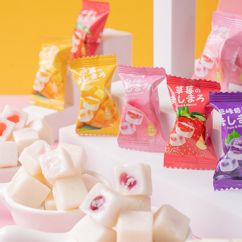 50包高颜值日系网红爆浆夹心软糖果草莓白桃葡萄味果汁解馋小零食,淘宝优惠券,粉丝福利购,淘宝优惠卷