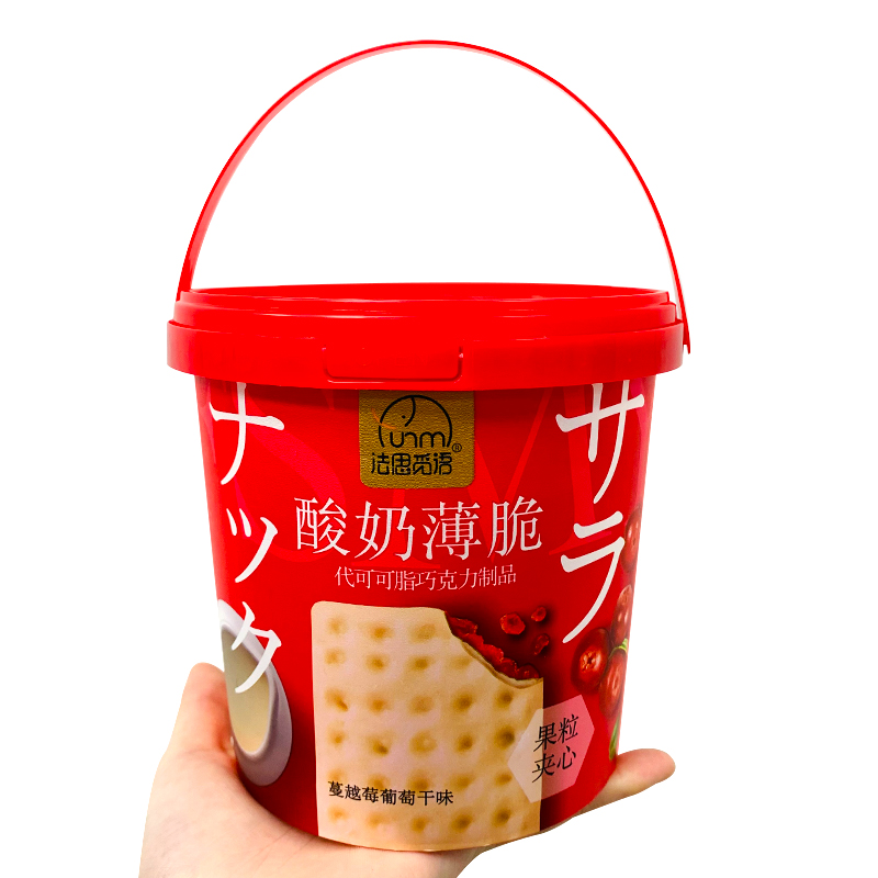 不多言旗舰店酸奶饼干桶装蔓越莓味涂层巧克力水果夹心压缩办公室休闲零食品3