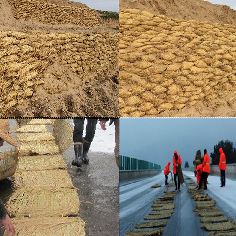 防汛草包稻草垫子稻草袋子护坡草袋下雪防滑草垫子草袋稻草编织袋-图1