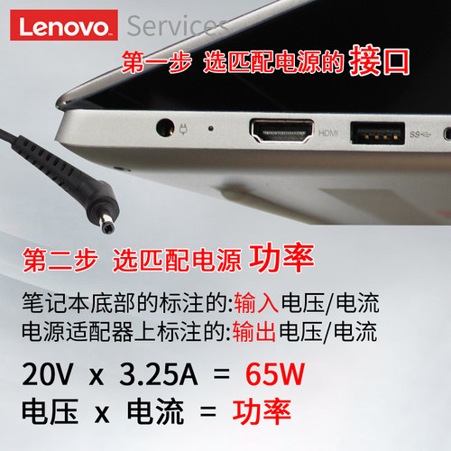 Lenovo联想原装小细圆口65W充电器20V3.25A电源线2020/19/18款小新Air 潮7000-13/14/15笔记本电脑电源适配器 - 图1