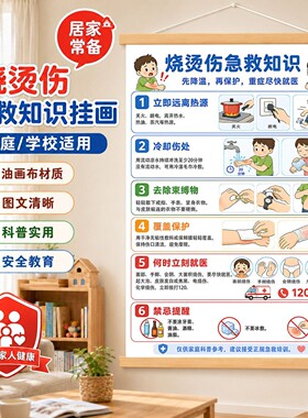 婴幼儿急救知识挂图家庭挂墙电表箱遮挡装饰画免打孔实木长条挂画