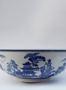 酸菜鱼大盆碗绿植花盆青花瓷花瓶室内植物装饰缸陶瓷水培水仙陶罐