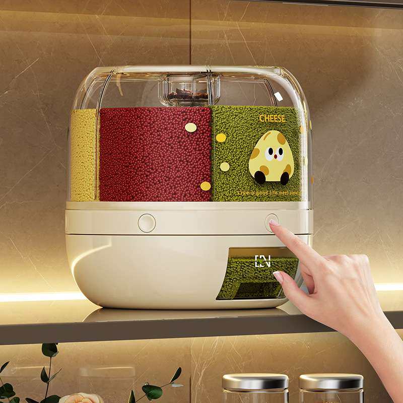 米桶厨房分格旋转五谷杂粮豆类收纳盒家用食品级防虫防潮密封米箱,淘宝优惠券,粉丝福利购,淘宝优惠卷