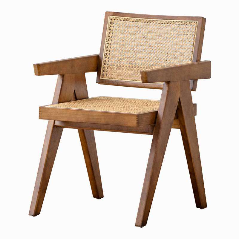 ins复古藤编餐椅实木休闲吃饭椅子简约实木靠背餐椅北欧昌迪加尔,淘宝优惠券,粉丝福利购,淘宝优惠卷