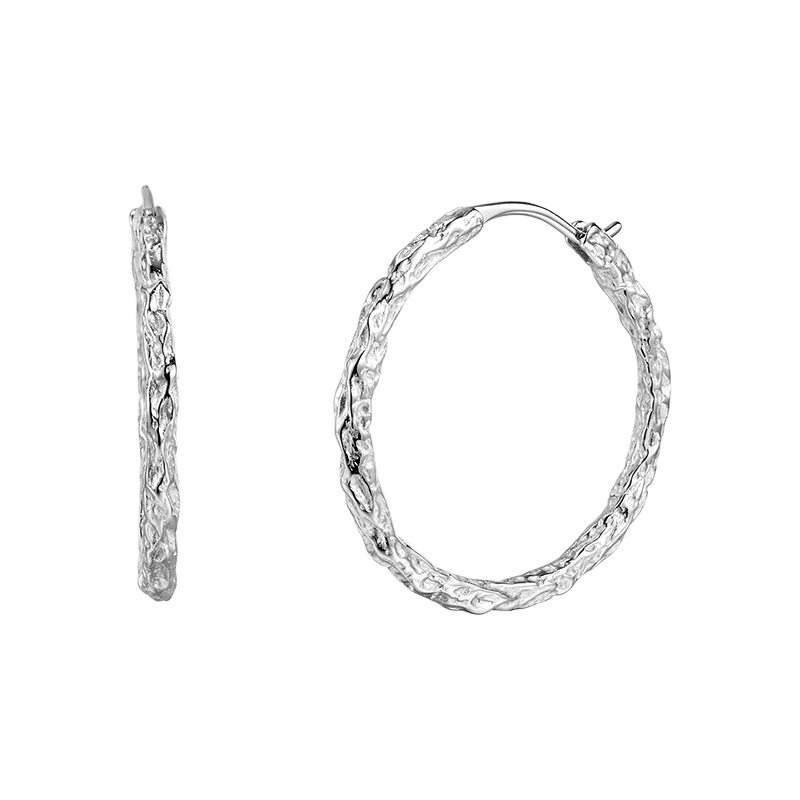 耳环轻奢高级感跨境欧美热销S925纯银熔岩纹理圆圈重工耳饰,淘宝优惠券,粉丝福利购,淘宝优惠卷