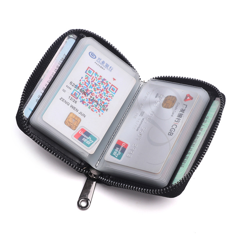 真皮男士拉链卡包多卡位信用卡夹 沐霖卡包