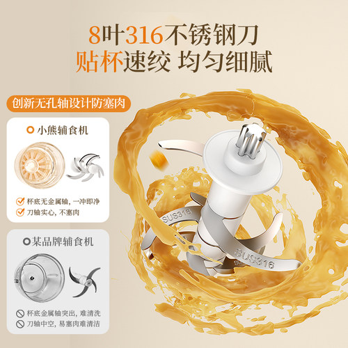 小熊辅食机婴儿宝宝料理机家用小型绞肉机搅拌多功能打泥专用工具 - 图1