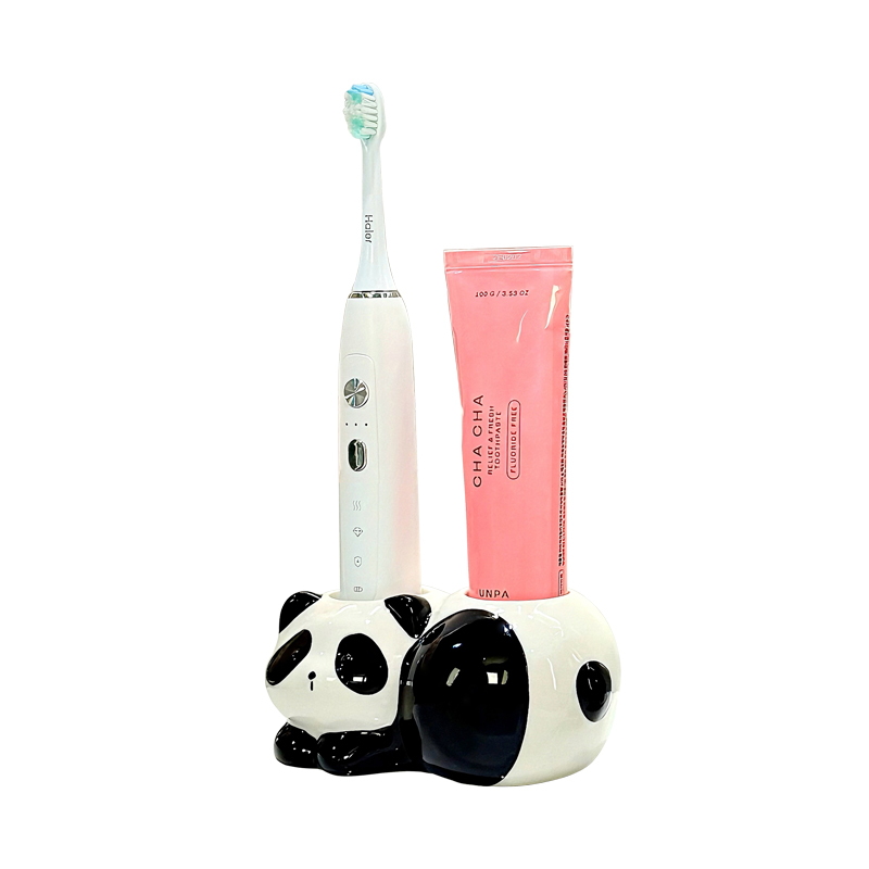 可爱熊猫牙刷置物架家用卫生间洗漱台陶瓷电动牙刷牙膏牙具收纳架 - 图3