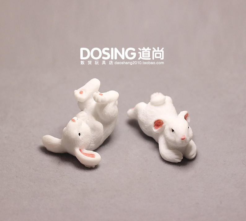 仿真动物 躺姿 小白兔 小兔子 可爱小动物 树脂 微缩模型手办摆件 - 图1