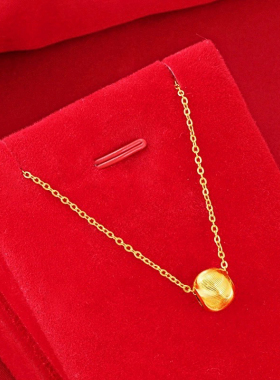 新款网红款猫眼金珠锁骨项链越南沙金女款金版车花猫眼珠项链