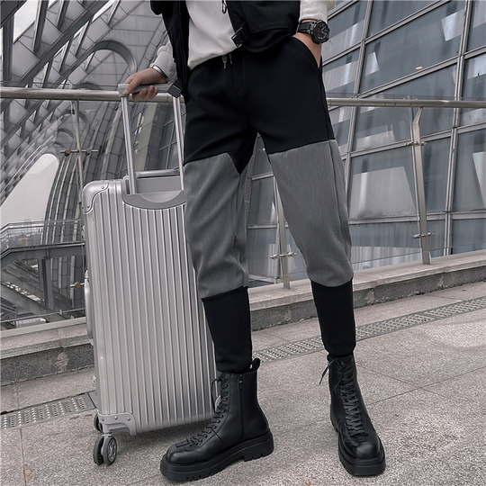 Pantalones harén para hombre con botas Martin, nuevos pantalones informales con mallas de otoño, pantalones finos y ajustados para hombre