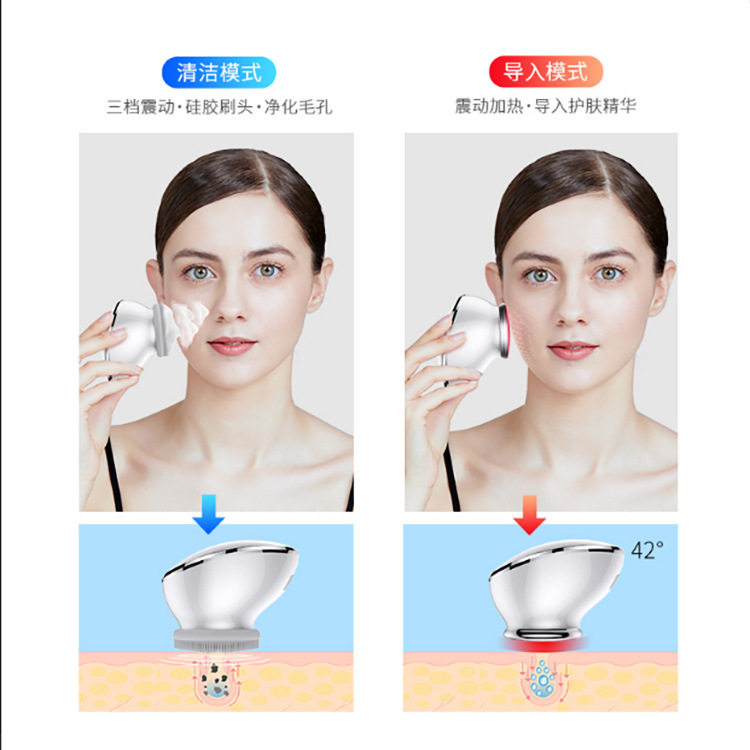 跨境洁面仪电动震动洁面刷温热导入仪毛孔清洁神器洗脸仪硅胶,淘宝优惠券,粉丝福利购,淘宝优惠卷