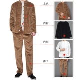 旧印 Вельветовый демисезонный утепленный комплект, ретро пальто, куртка, китайский стиль
