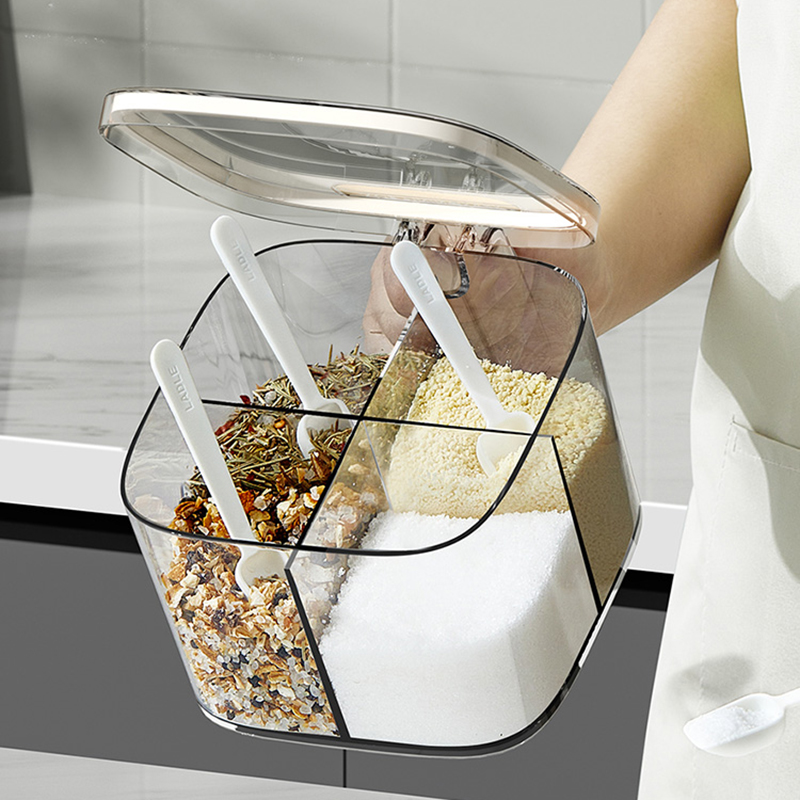 调料盒一体多格家用厨房调味罐组合套装盐味精收纳瓶盐罐密封防潮 - 图0