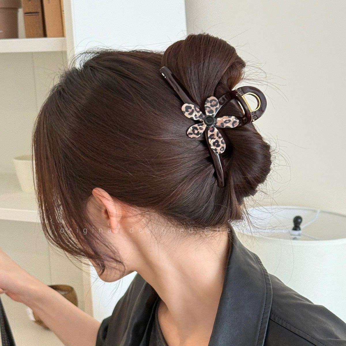 豹纹花朵侧边夹女秋冬复古气质碎发刘海夹2025新款时髦前额小发夹,淘宝优惠券,粉丝福利购,淘宝优惠卷